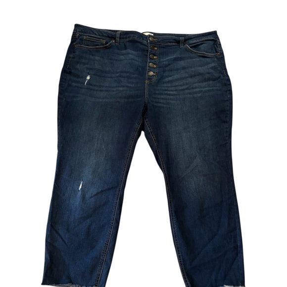 LC Lauren Conrad Denim - Lauren Conrad Button-Fly Jeans Dark Wash Distressed Size 22W